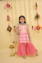 Girls Printed Angrakha Gotta Patti Pure Cotton Kurti with Sharara & With Dupatta