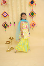 Girls Printed Angrakha Gotta Patti Pure Cotton Kurti with Sharara & With Dupatta