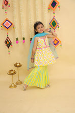 Girls Printed Angrakha Gotta Patti Pure Cotton Kurti with Sharara & With Dupatta