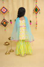 Girls Printed Angrakha Gotta Patti Pure Cotton Kurti with Sharara & With Dupatta