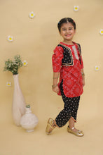Girls Bandhani Printed Regular Gotta Patti Pure Cotton Kurta with Dhoti Pants
