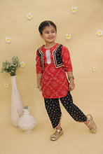 Girls Bandhani Printed Regular Gotta Patti Pure Cotton Kurta with Dhoti Pants