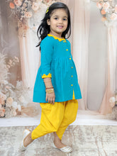 Girls Embroidered Pure Cotton A-Line Kurta With Dhoti Pants