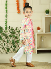 Red pure cotton floral print full sleeve kurta with pajama