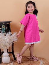Green pure cotton one piece dress with frill