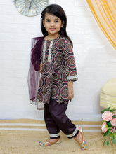 Girls Ethnic Motifs Printed A-Line Pure Cotton Kurta with Pyjama & Dupatta