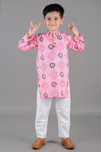 Printed kantha woven cotton kurta with pajama