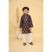 Boys Printed Pure Cotton Straight Kurta with Pyjamas